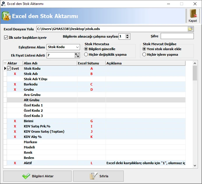 WOLVOX ERP Programı Excel' den Cari ve Stok Kart Aktarım işlemleri